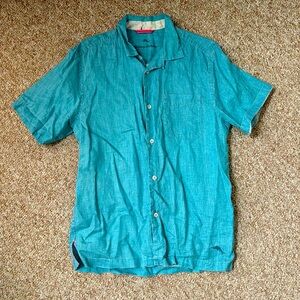 Tommy Bahama Blue Linen Casual Button Down Shirt